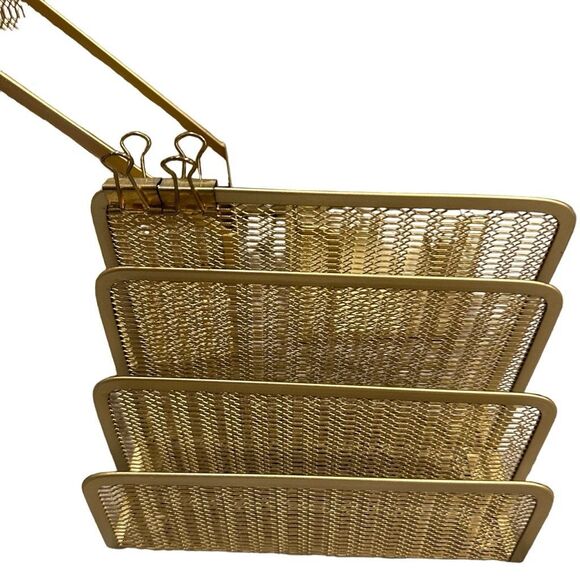 Gold wire desk organizer set (4 piece) - Picture 2 of 4